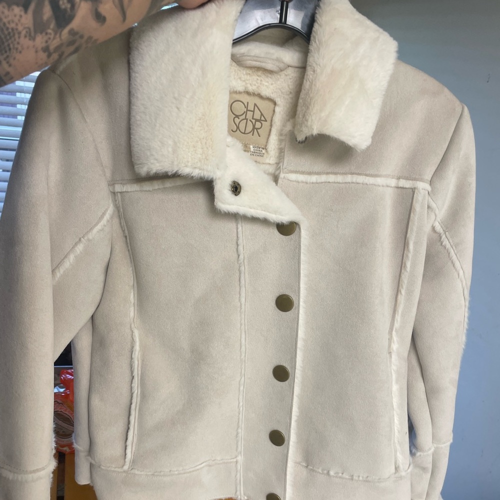 Chaser Cream Faux Fur Coat